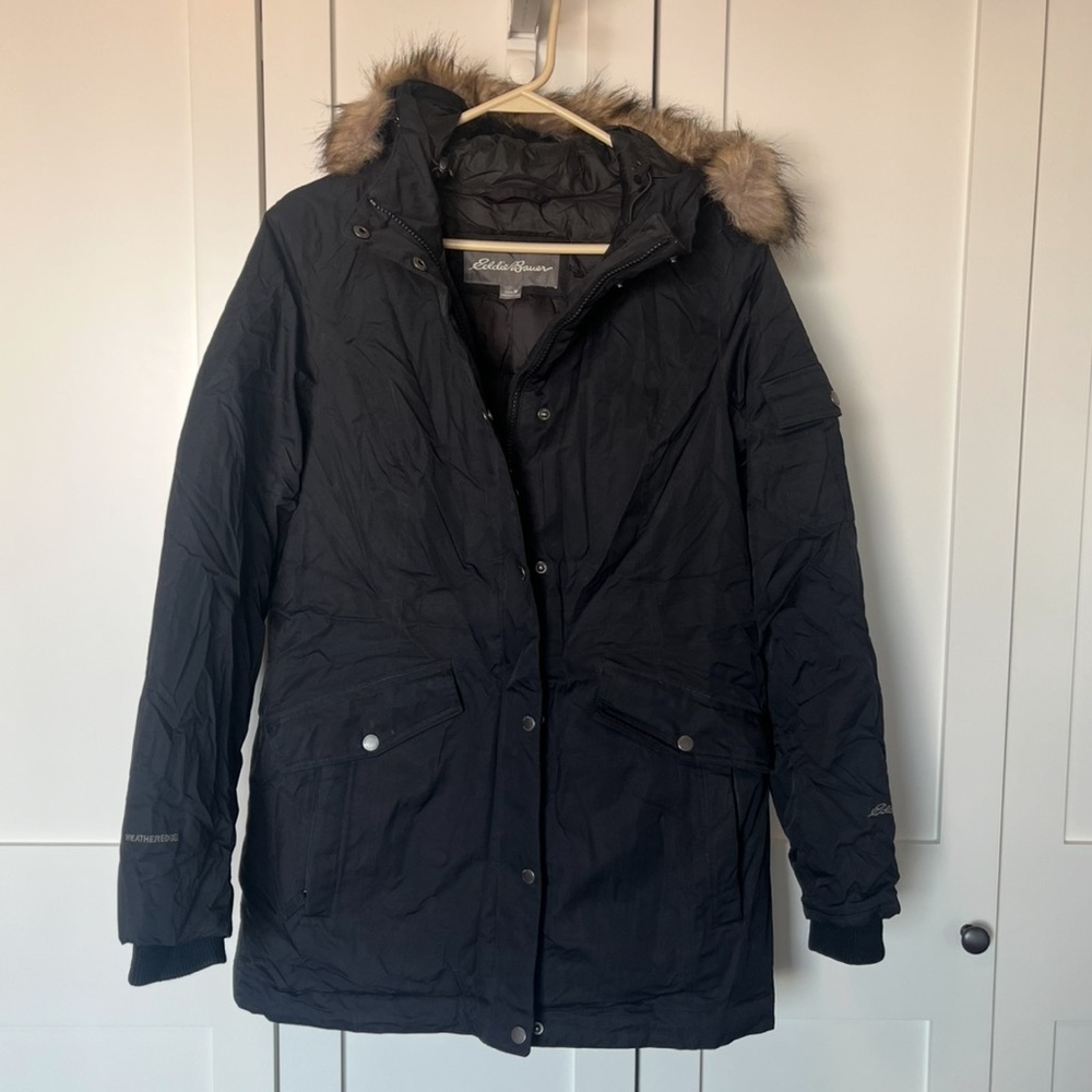 Eddie Bauer Weatheredge Down Hooded Winter Puffer Parka M